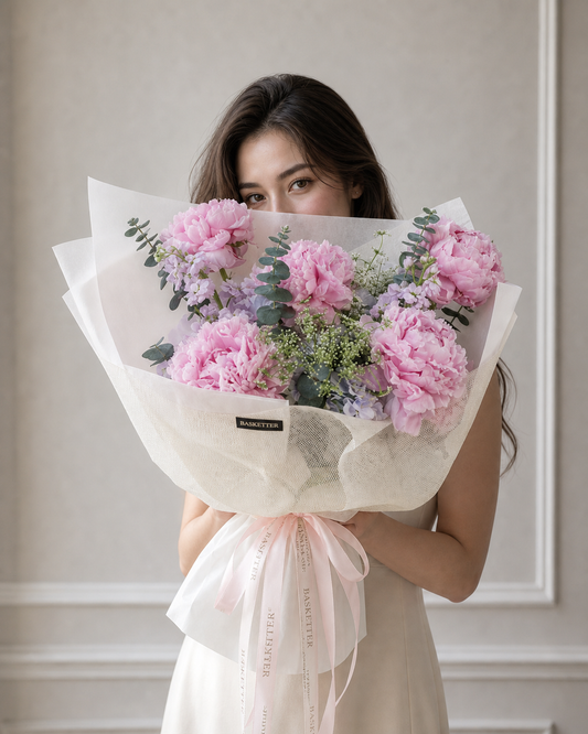 Garden Pink Peony Hydrangea Bouquet