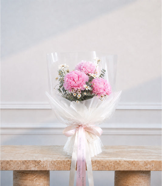 Pink Peony and White Garden Bouquet