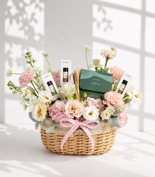 Aroma Roller & Fresh Flower Basket for Mum