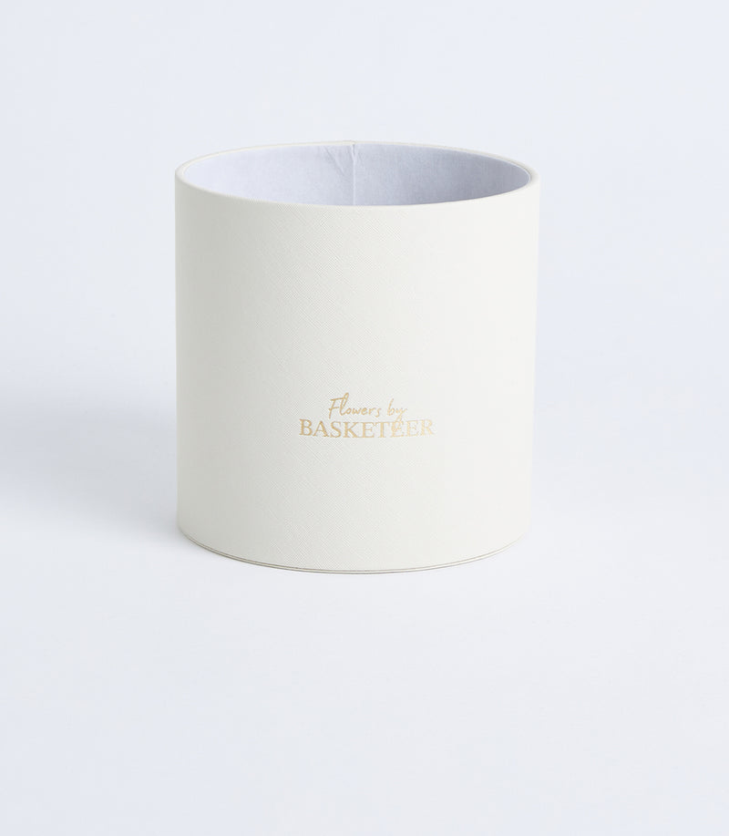 Round Textured Ivory Flower Gift Box