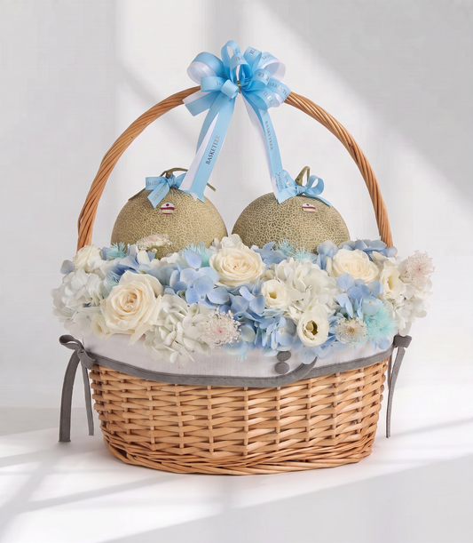 Twin Japanese Melon Flower Basket for Mum
