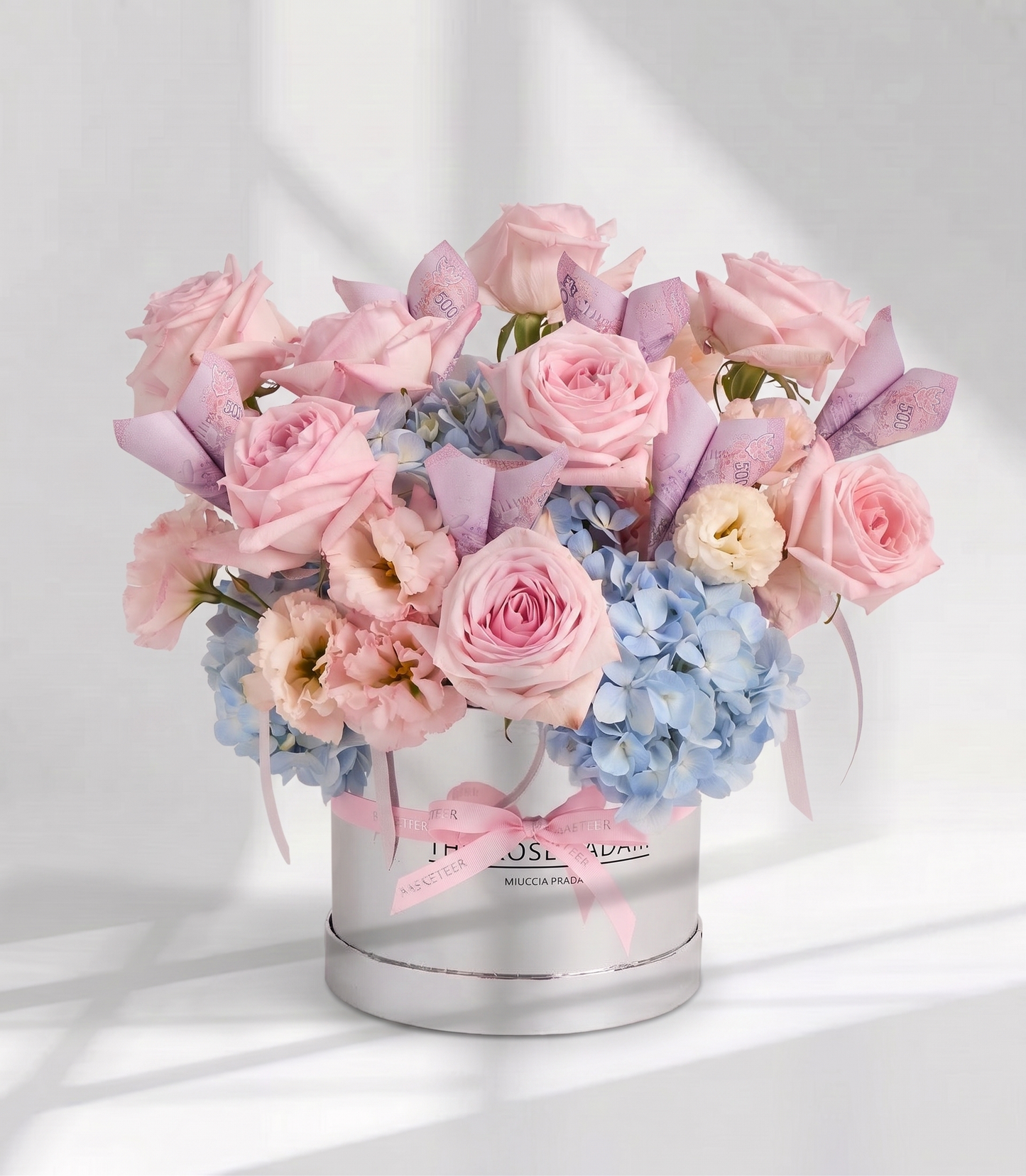 Pink O'Hara Rose Money Flower Box for Mum