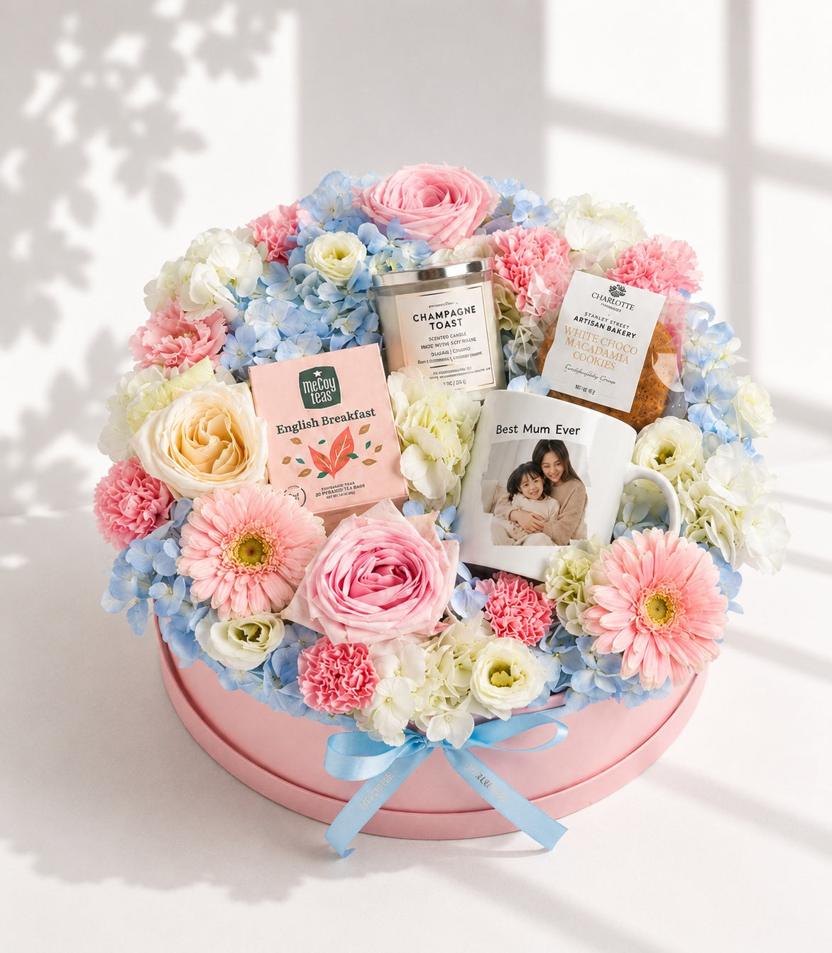 Luxurious Basketeer gift box for Mum with a personalised mug,