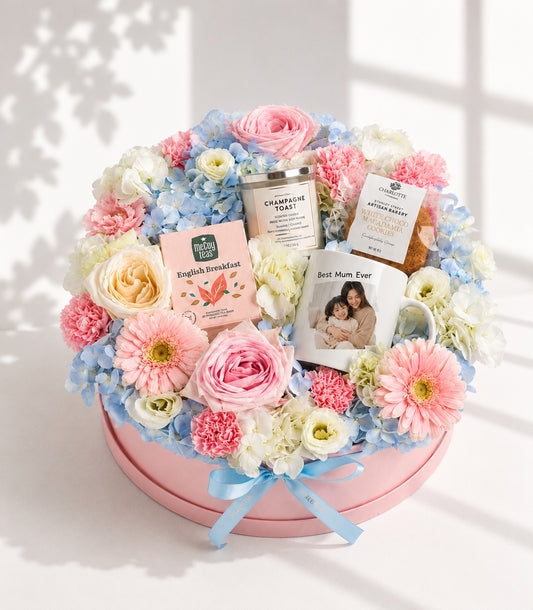 Tea, Candle & Personalised Mug Basket for Mum