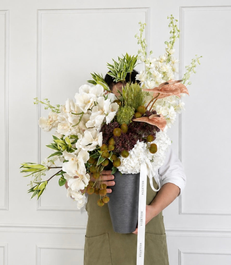 Ivory Cascade Orchid Artificial Flower Vase