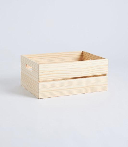 Basketeer's natural light wood slatted crate, perfect for a luxury