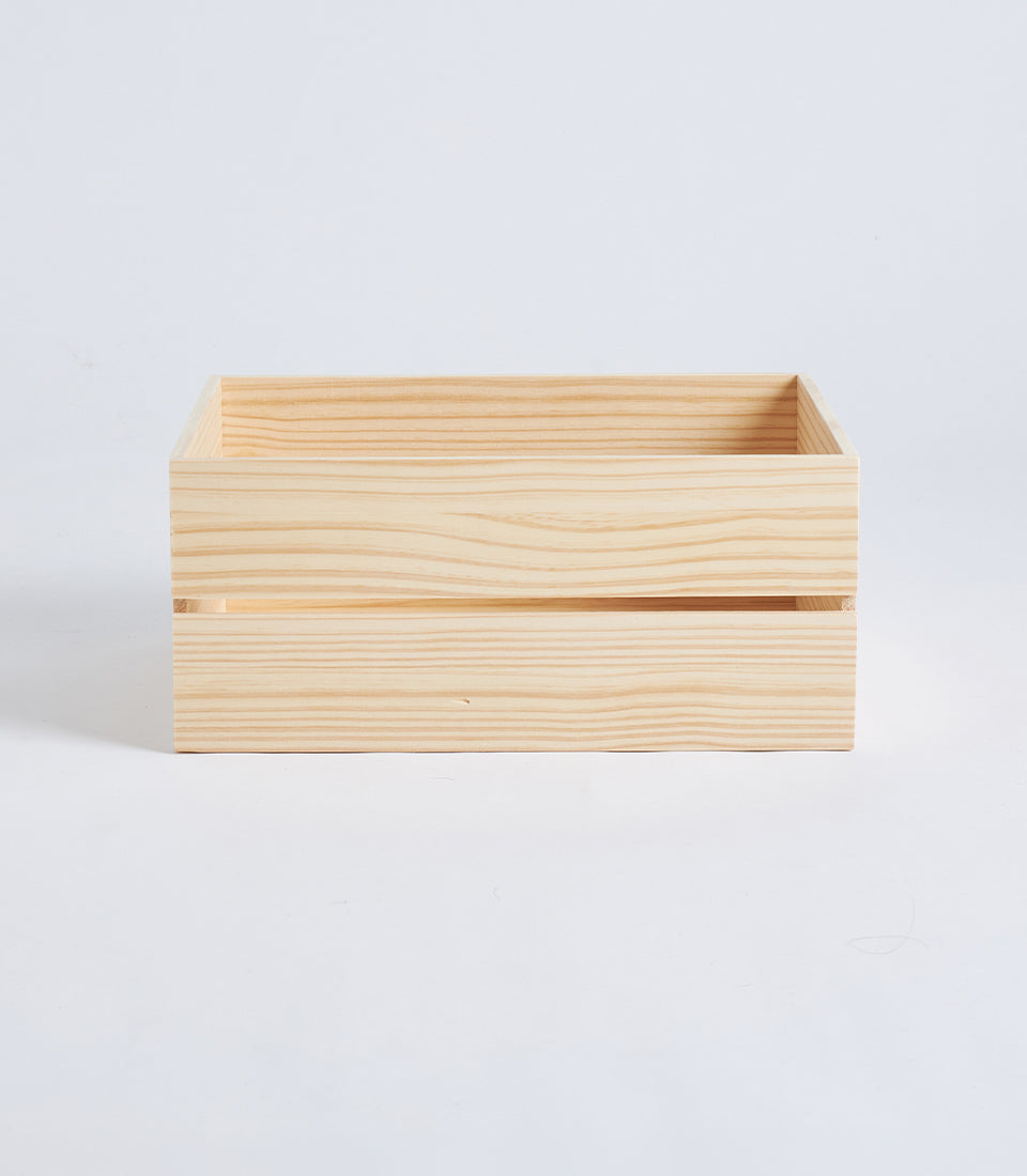 Natural Wood Slatted Hamper Crate
