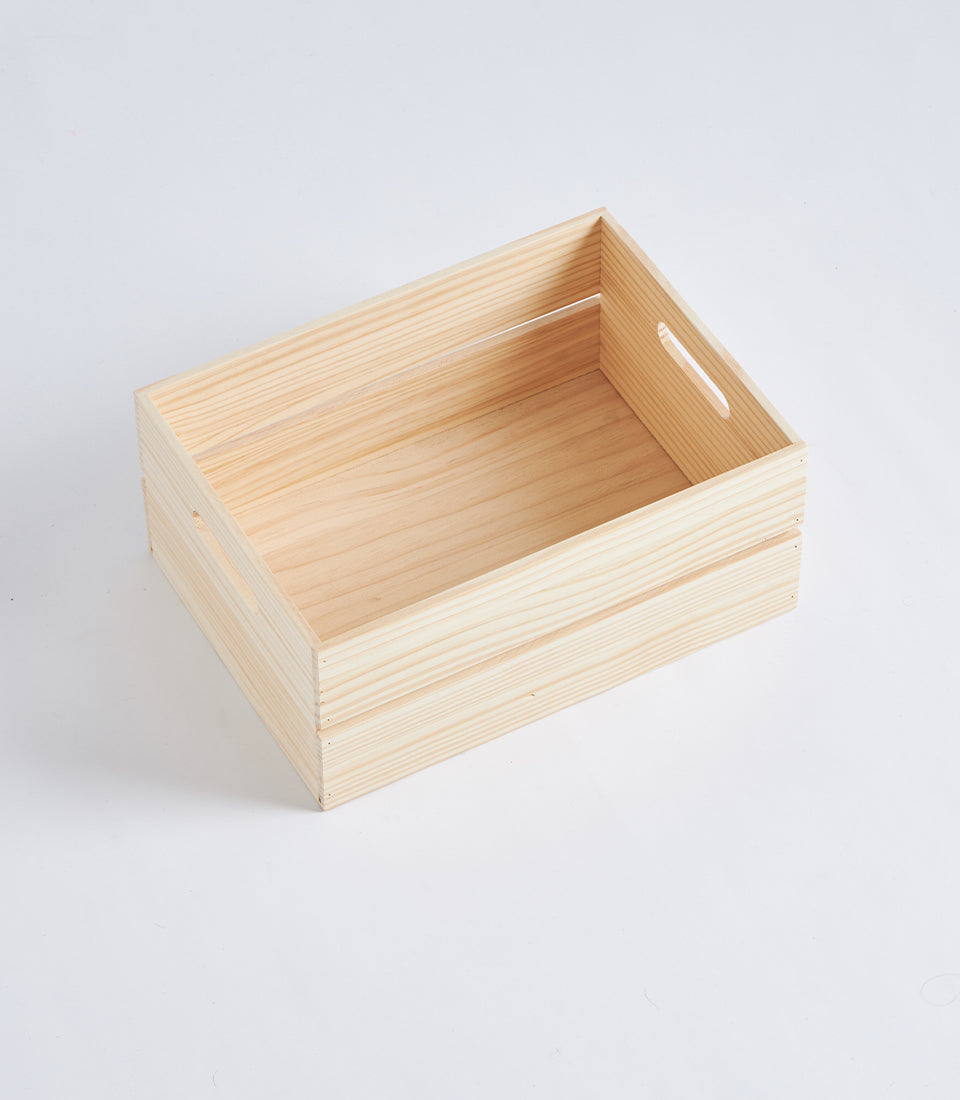 Natural Wood Slatted Hamper Crate