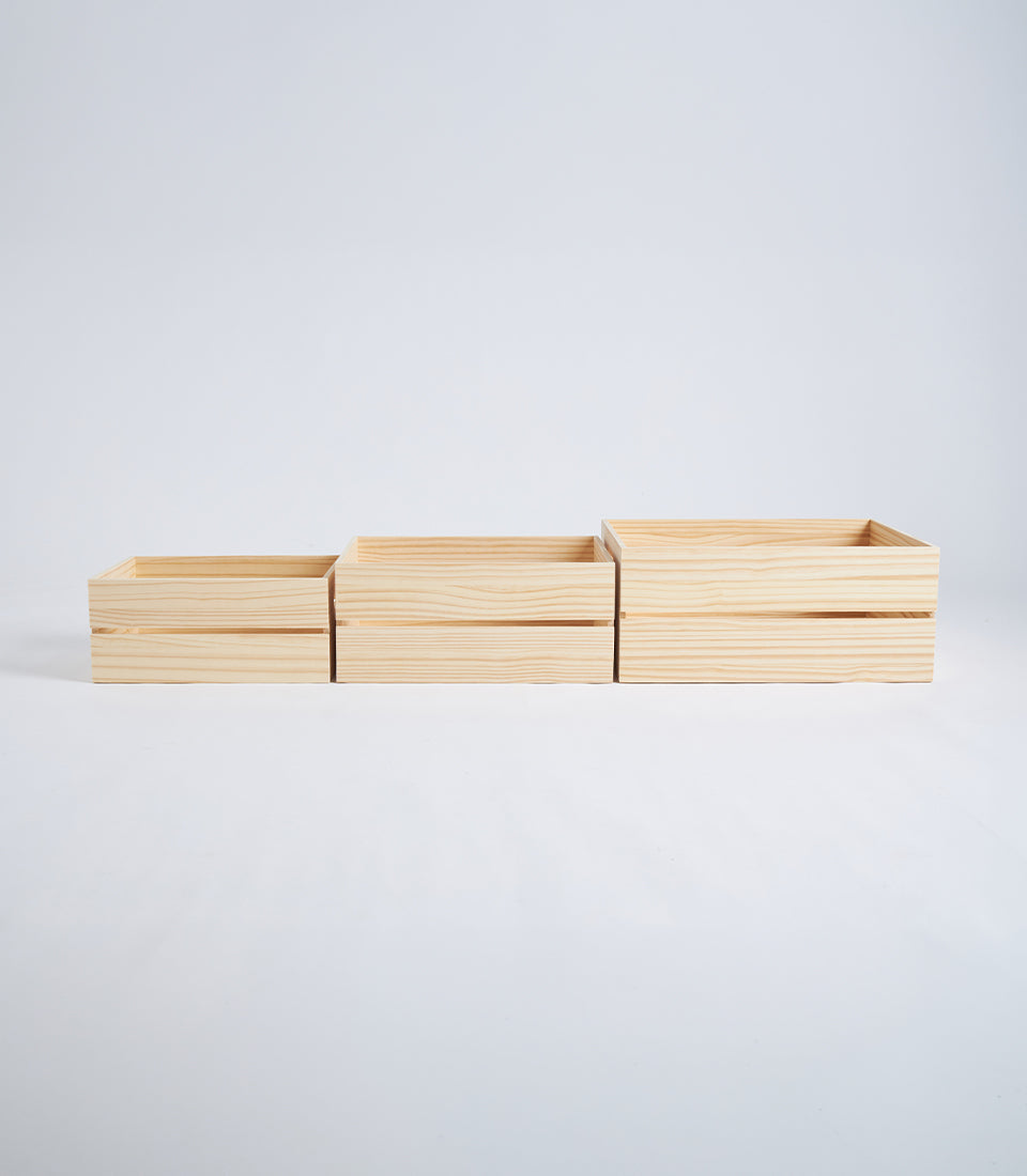 Natural Wood Slatted Hamper Crate