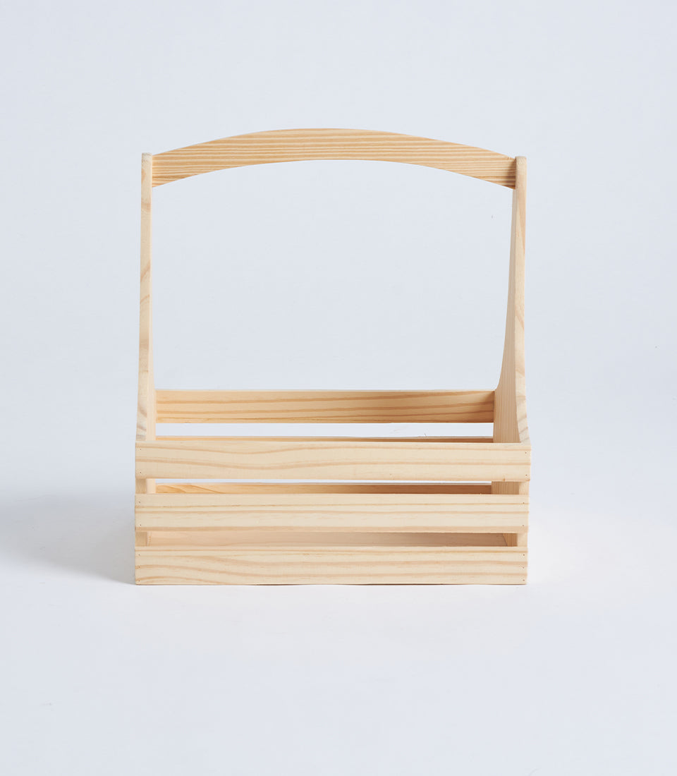 Natural Wood Arched Handle Hamper Basket