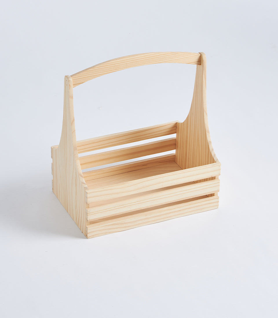Natural Wood Arched Handle Hamper Basket