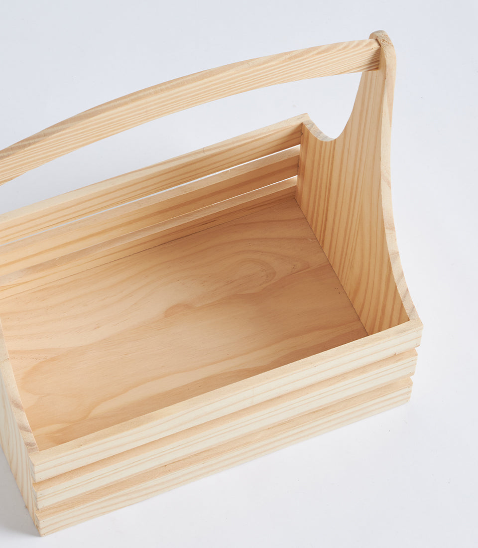 Natural Wood Arched Handle Hamper Basket