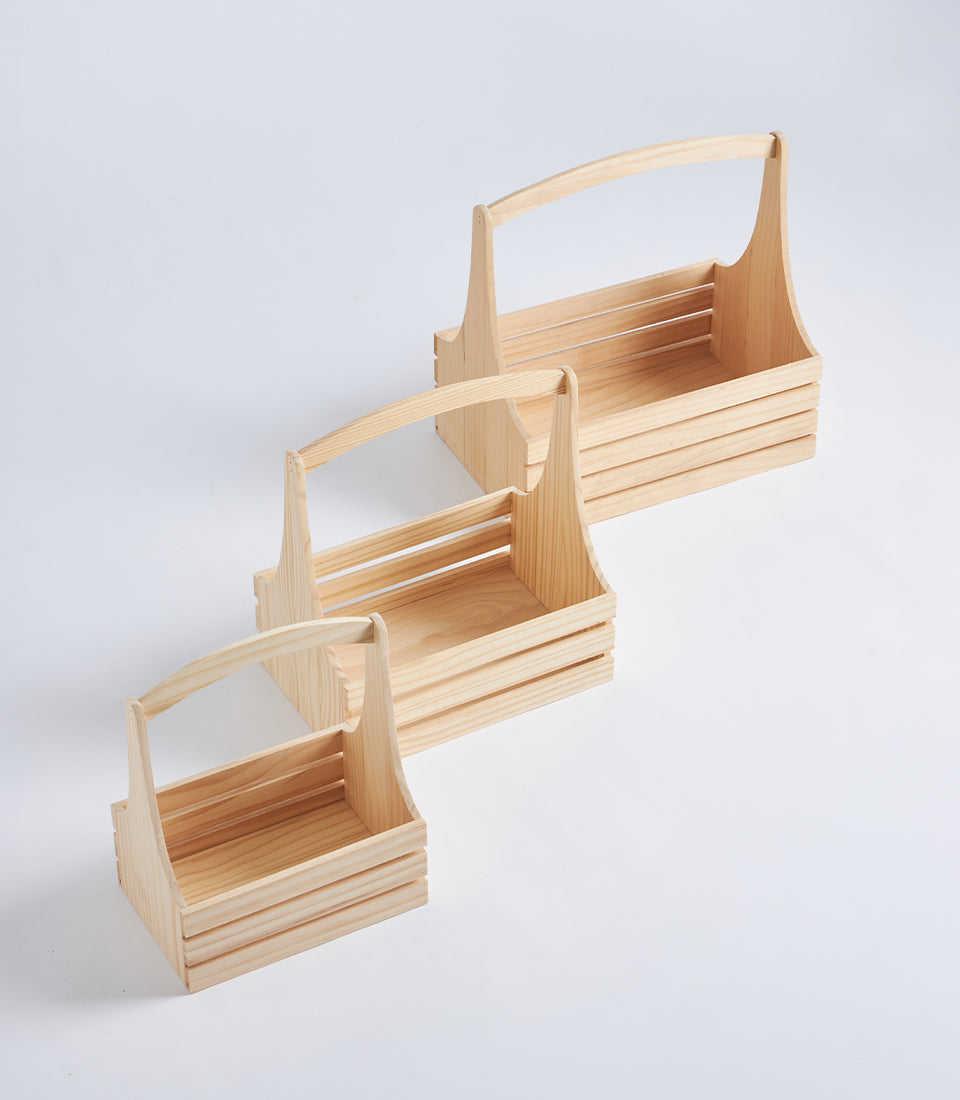 Natural Wood Arched Handle Hamper Basket