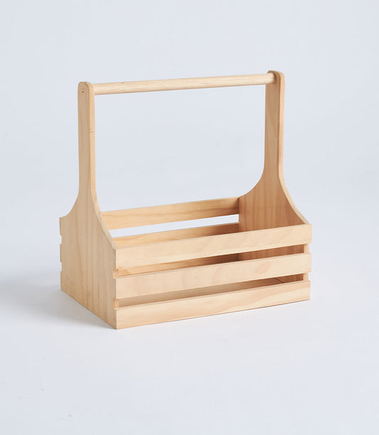 Basketeer's premium natural wood slatted hamper basket with