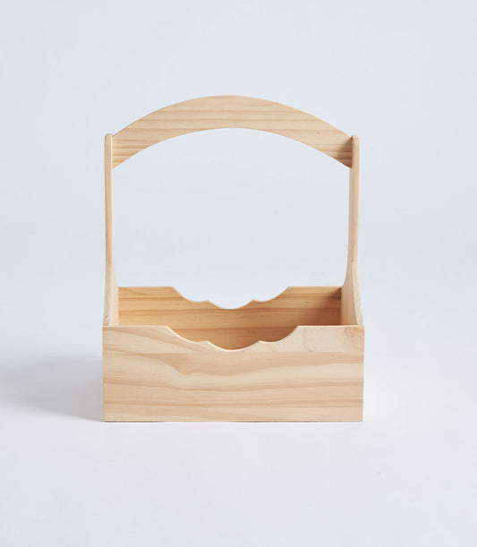 Basketeer's elegant natural wood hamper basket with scalloped edges and
