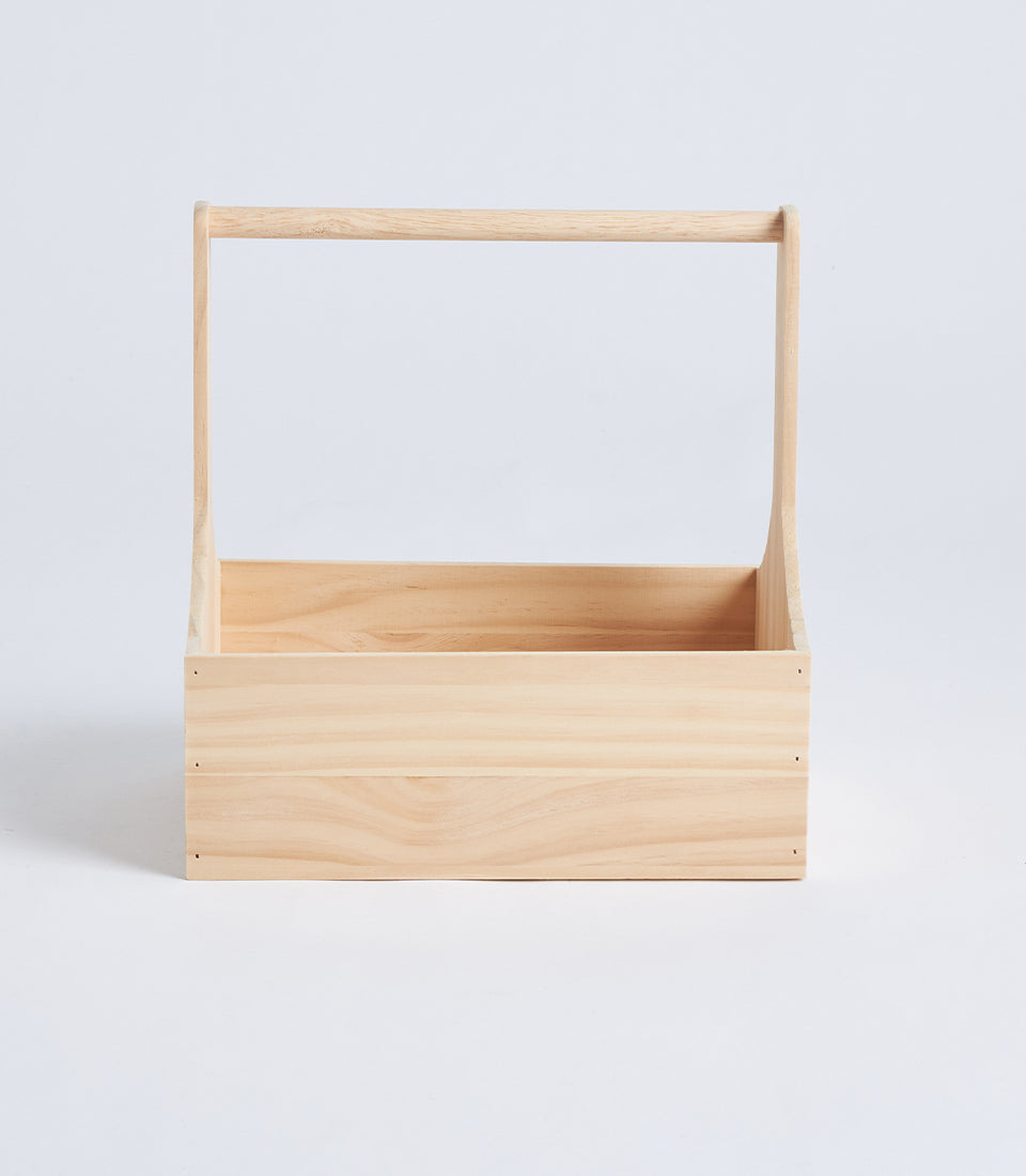 Natural Wood Solid Panel Hamper Basket