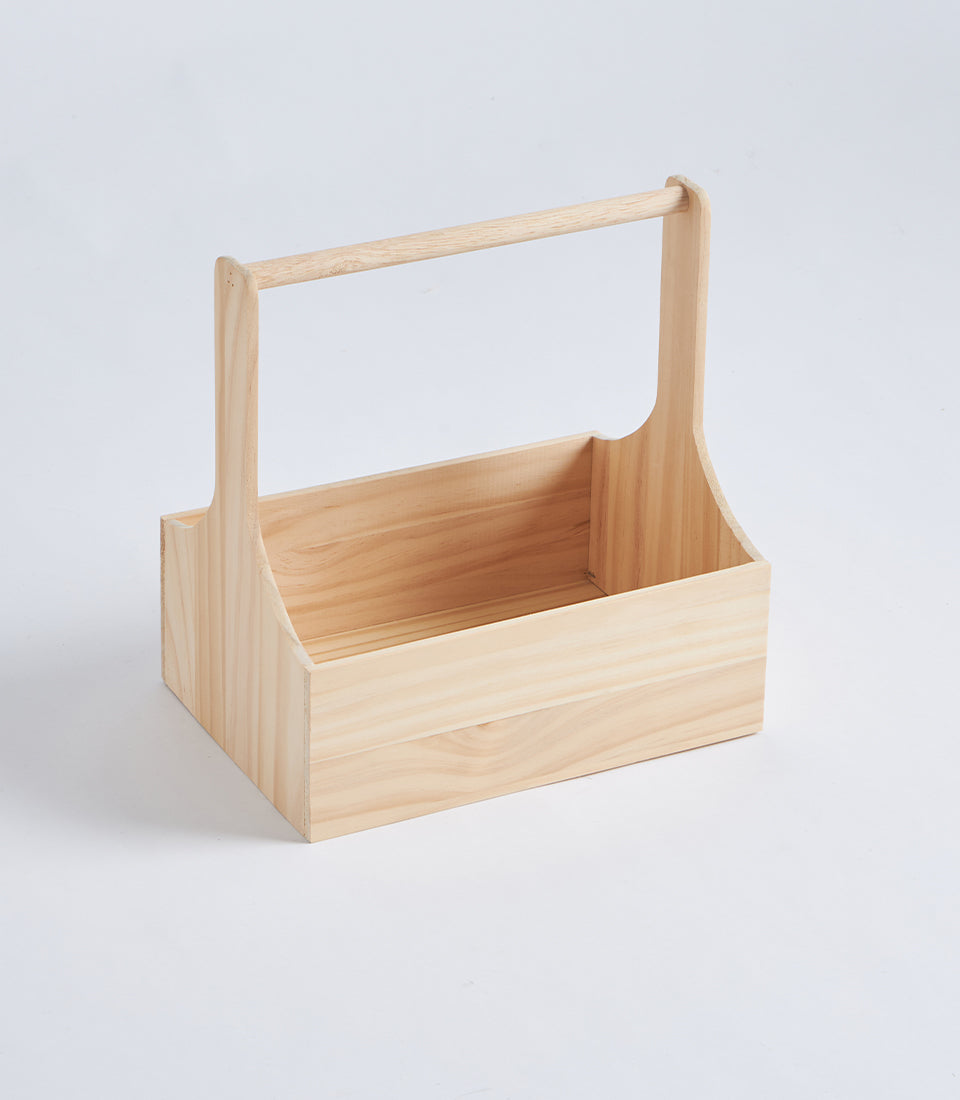 Natural Wood Solid Panel Hamper Basket