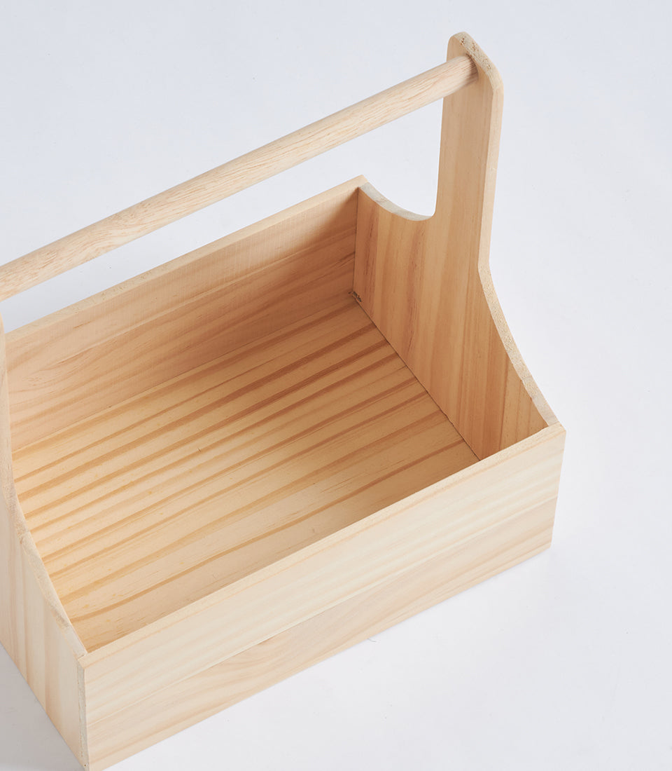 Natural Wood Solid Panel Hamper Basket