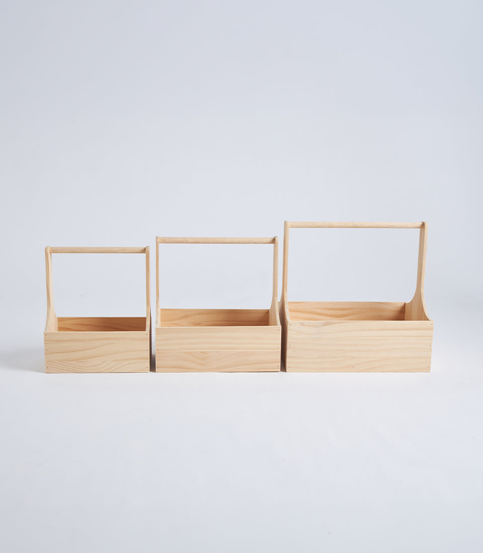Natural Wood Solid Panel Hamper Basket