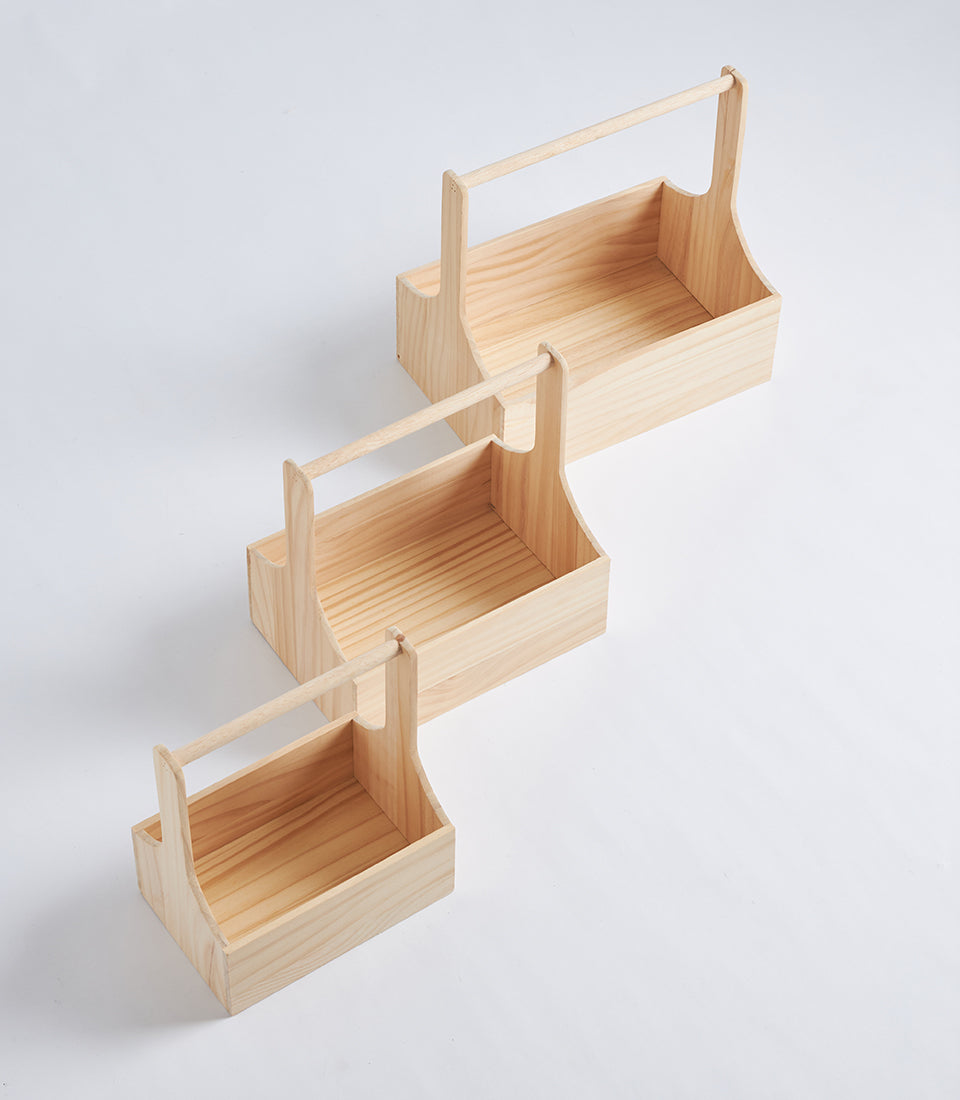 Natural Wood Solid Panel Hamper Basket