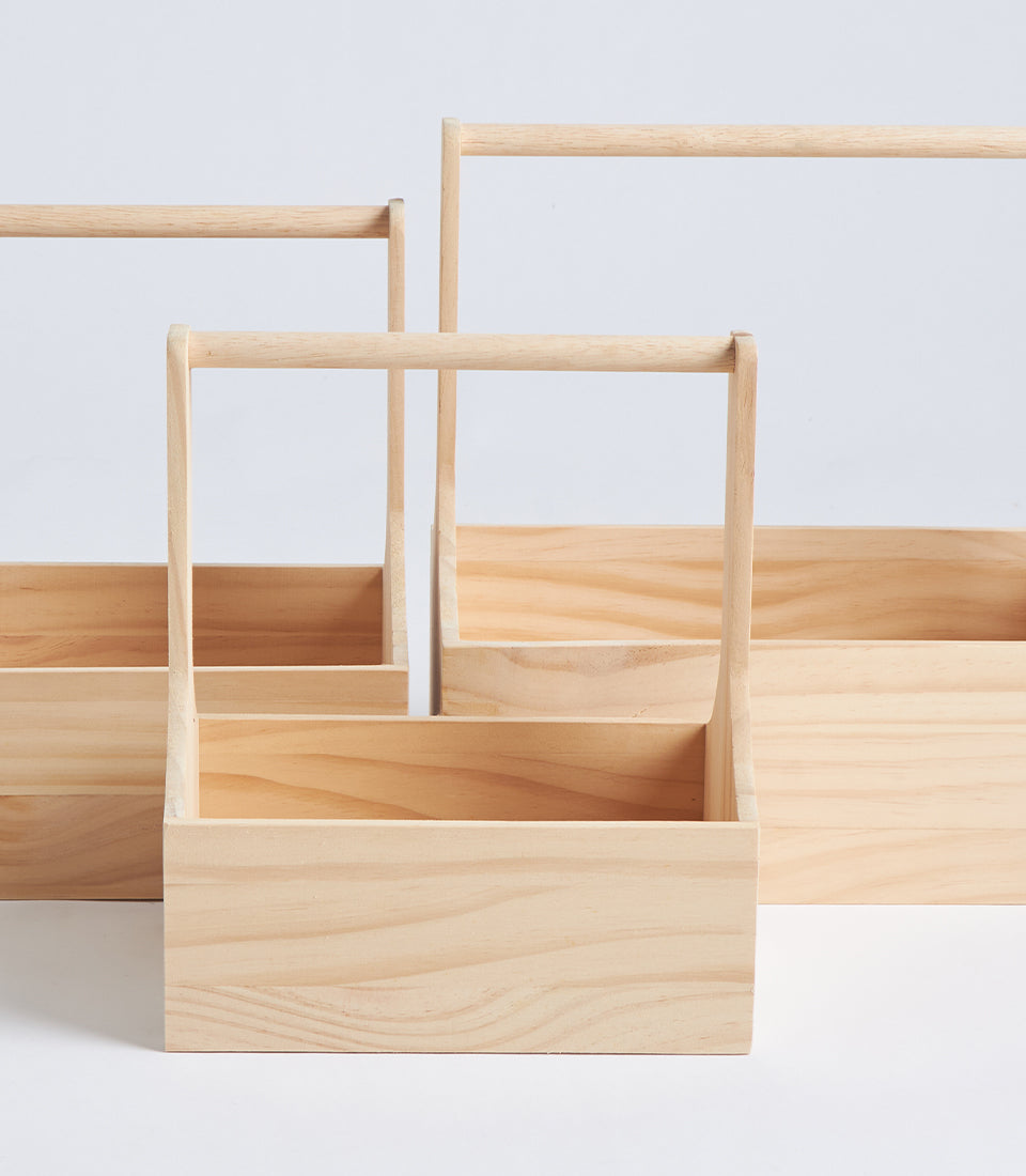Natural Wood Solid Panel Hamper Basket