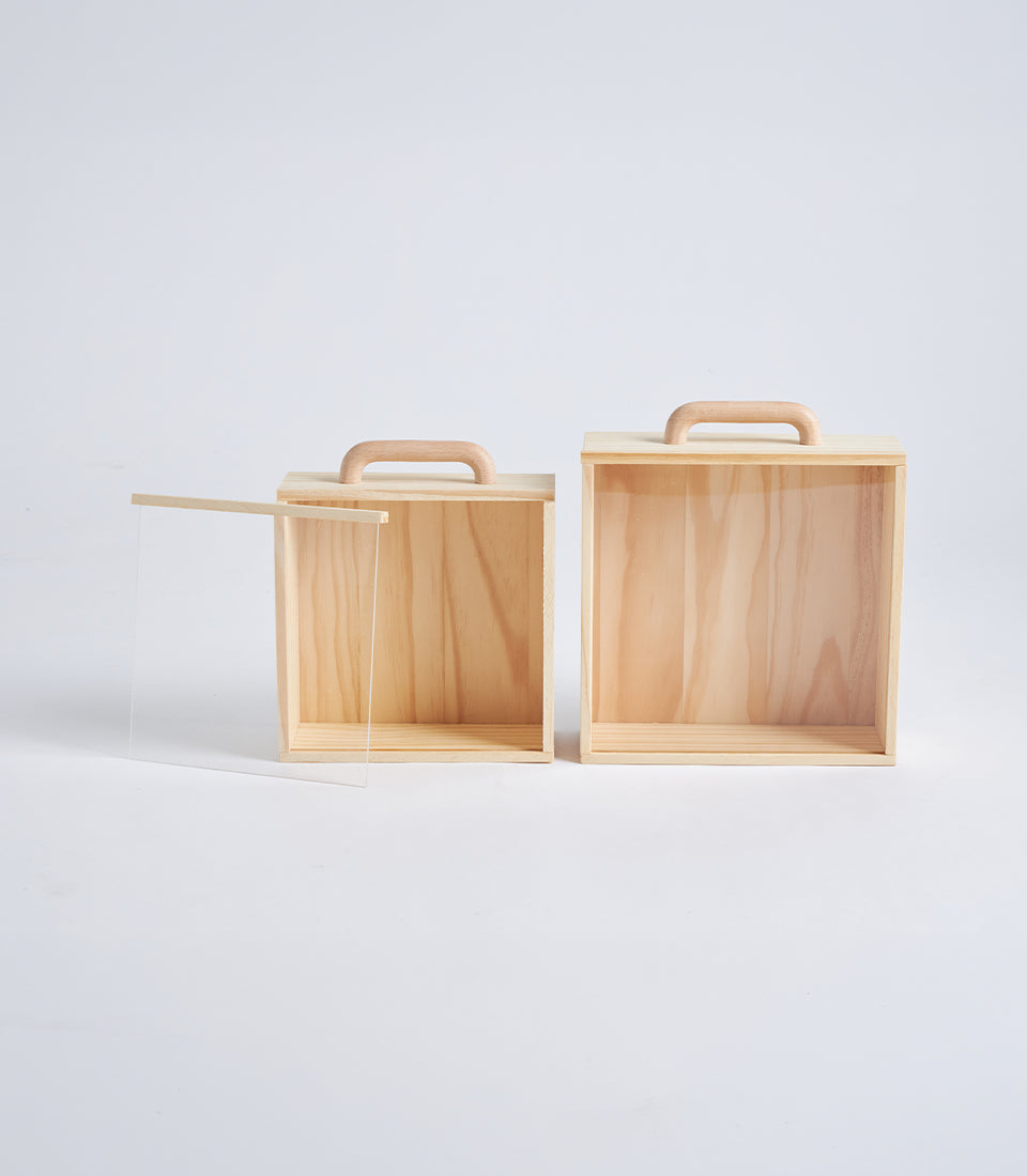 Natural Wood Mini Gift Box with Handle