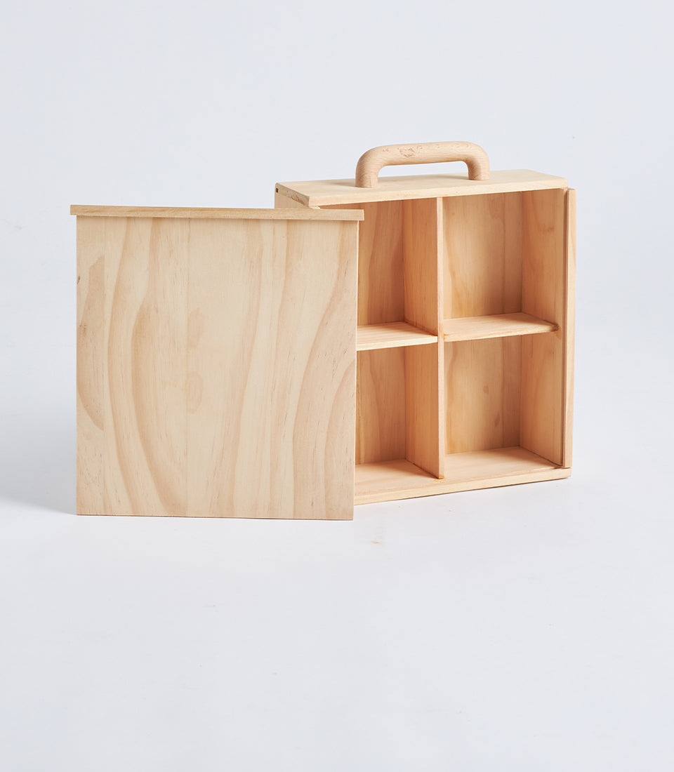 Light Natural Wood Compartment Gift Box with Sliding Lid