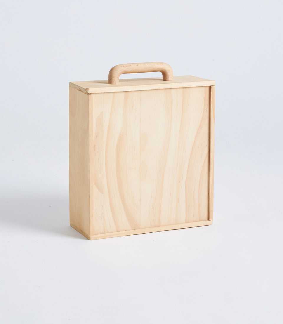 Light Natural Wood Compartment Gift Box with Sliding Lid