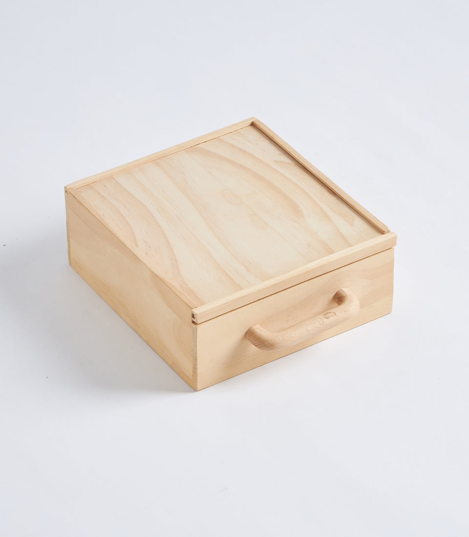 Light Natural Wood Compartment Gift Box with Sliding Lid