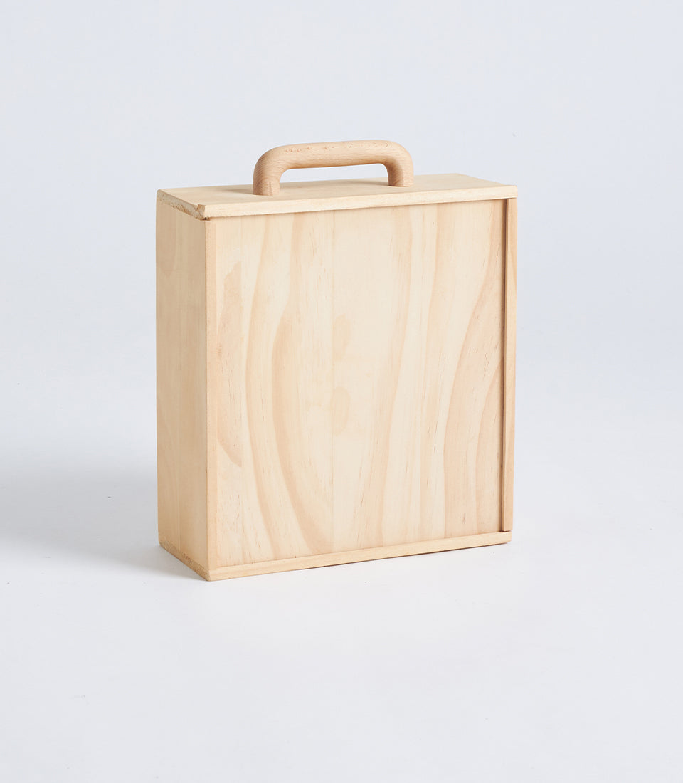 Light Natural Wood Compartment Gift Box with Sliding Lid