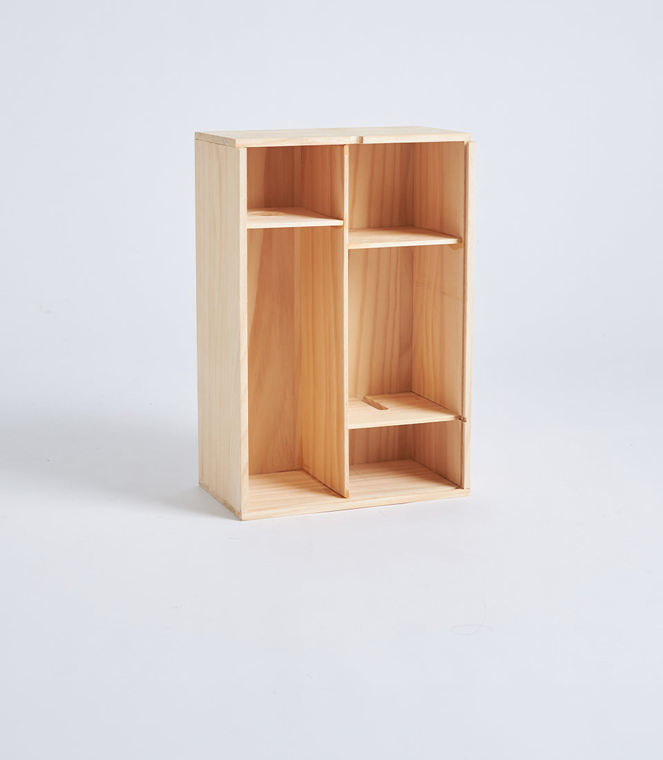 Light Natural Wood Wine Gift Box with Vertical Bottle Compartment