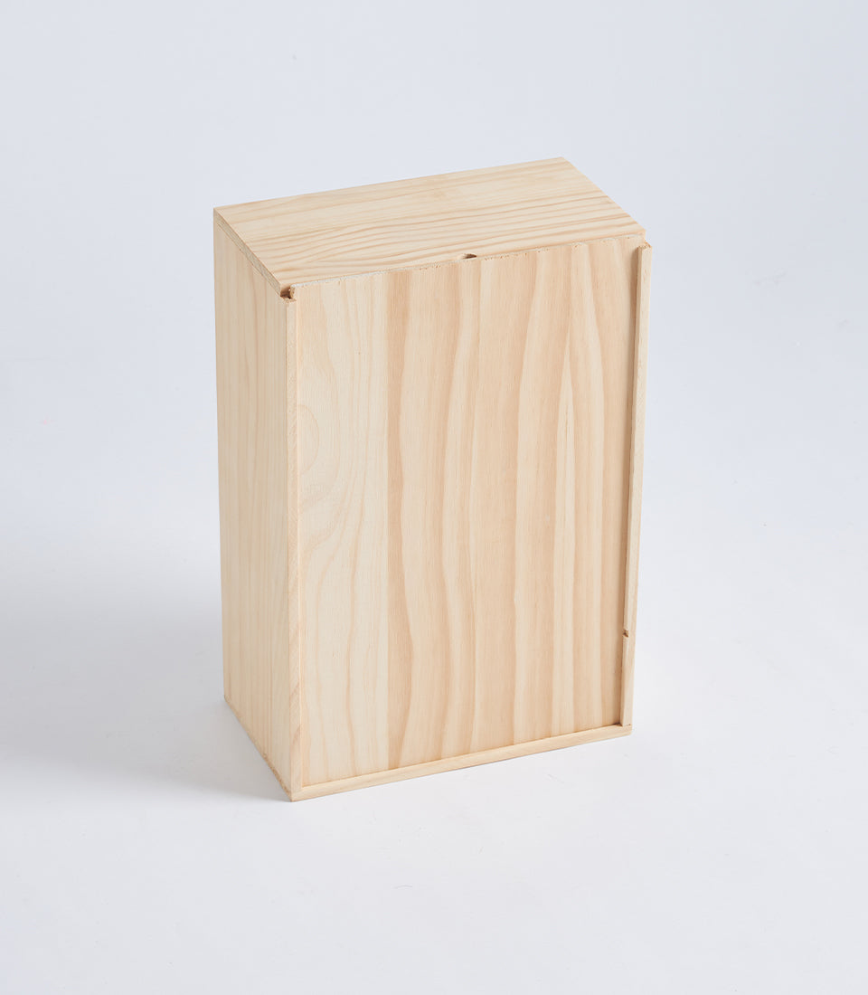 Light Natural Wood Wine Gift Box with Vertical Bottle Compartment