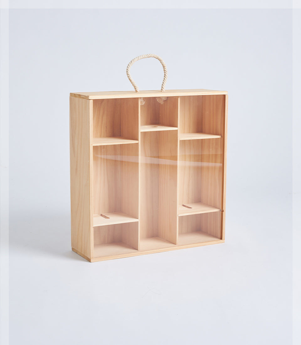 Natural Wood Multi-Compartment Wine Gift Box