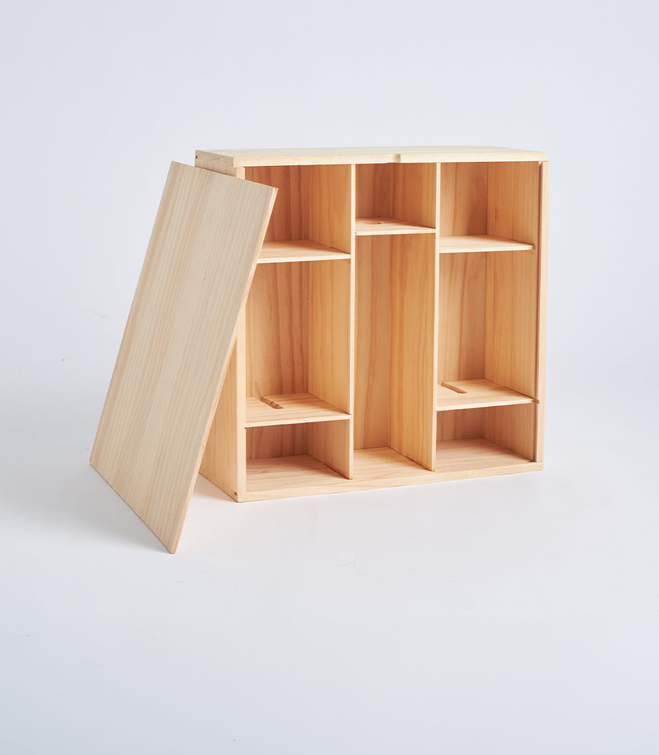 Light Natural Wood Multi-Compartment Wine Gift Box