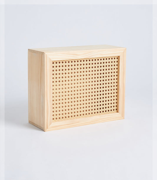 Basketeer's premium wooden gift box with elegant woven cane