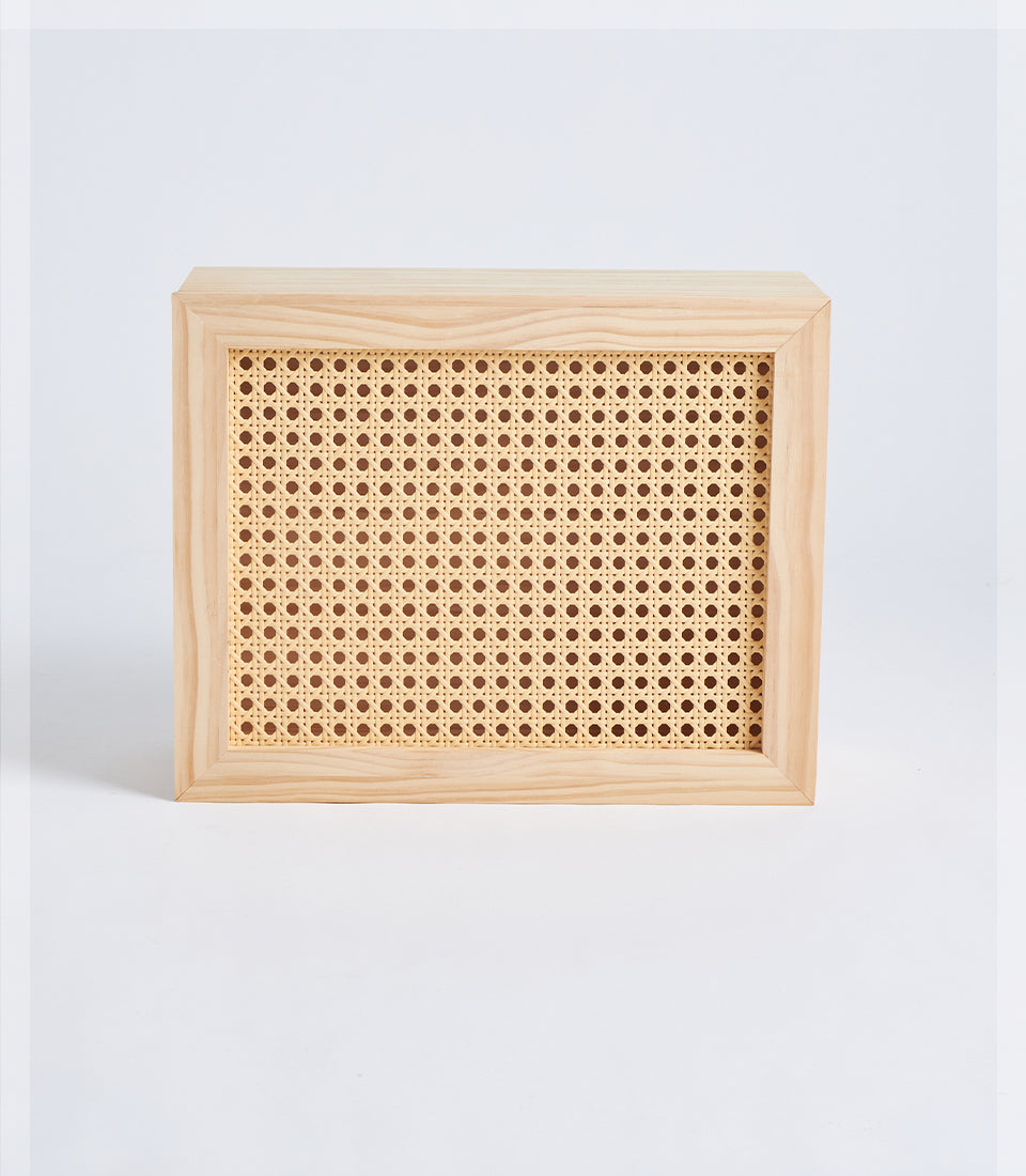 Rectangular Wood and Wicker Gift Box with Lid