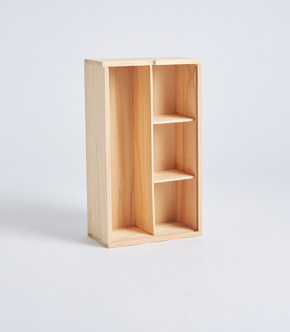 Light Natural Wood Wine Gift Box with Side Compartments