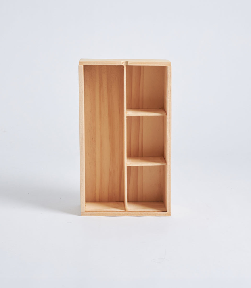 Light Natural Wood Wine Gift Box with Side Compartments