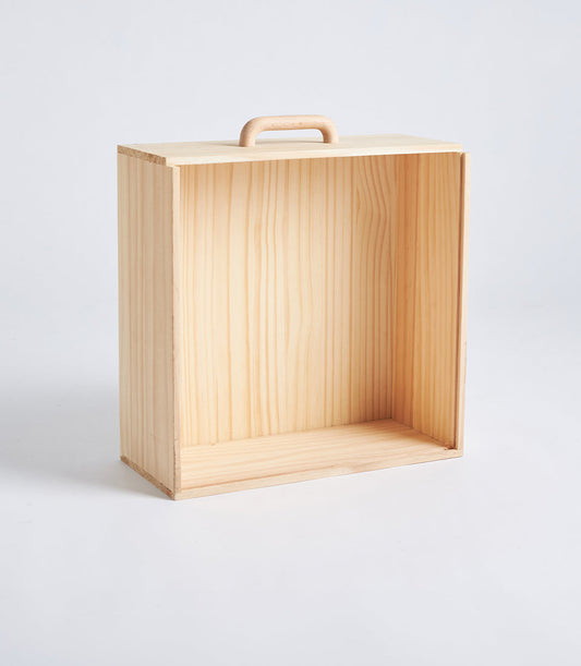 Basketeer's premium light natural wood gift box, perfect for crafting