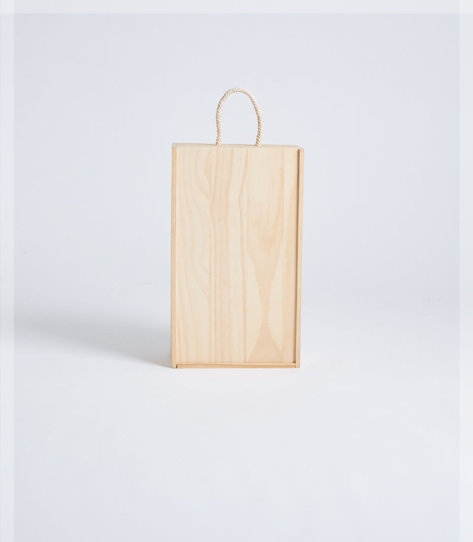 Light Natural Wood Wine Gift Box with Accessories Compartments