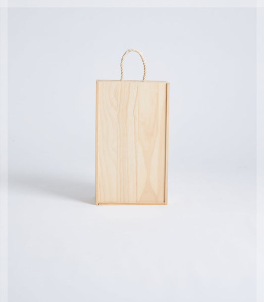 Basketeer's premium light natural wood gift box with a twisted rope