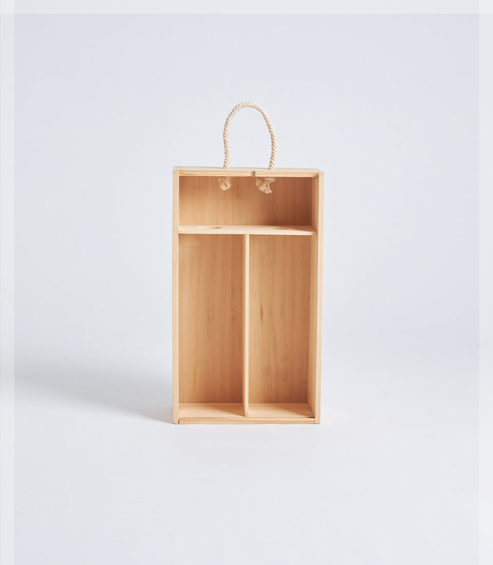 Light Natural Wood Wine Gift Box with Accessories Compartments