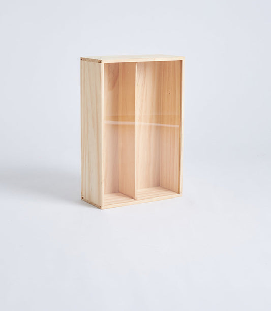 Basketeer's premium light natural wood gift box with divider,