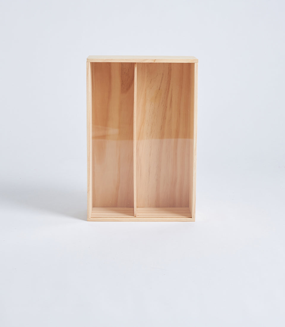 Light Natural Wood Double Wine Gift Box with Divider
