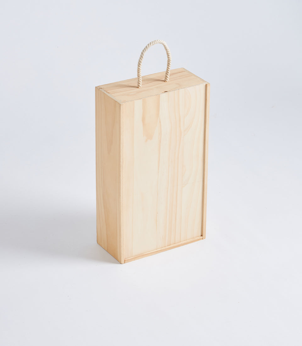 Light Natural Wood Double Wine Gift Box with Divider