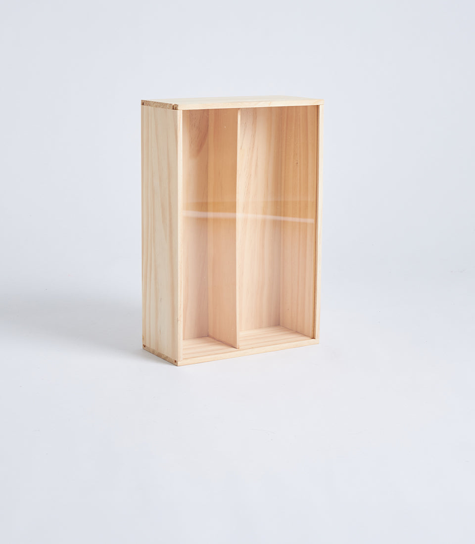 Natural Wood Double Wine Gift Box with Divider