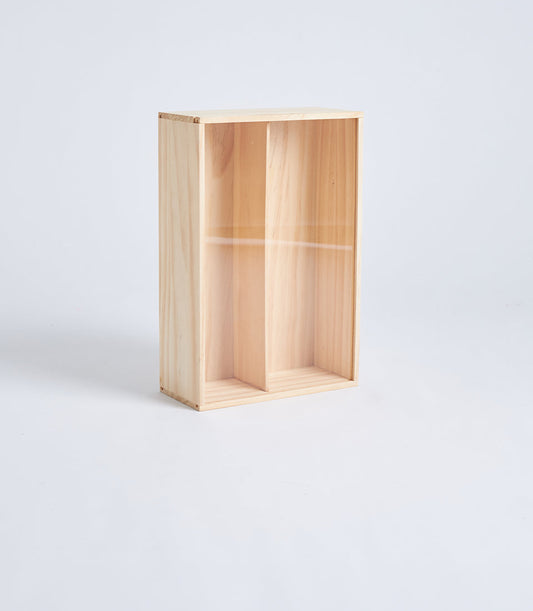 Basketeer's premium natural wood gift box with two compartments, ideal for