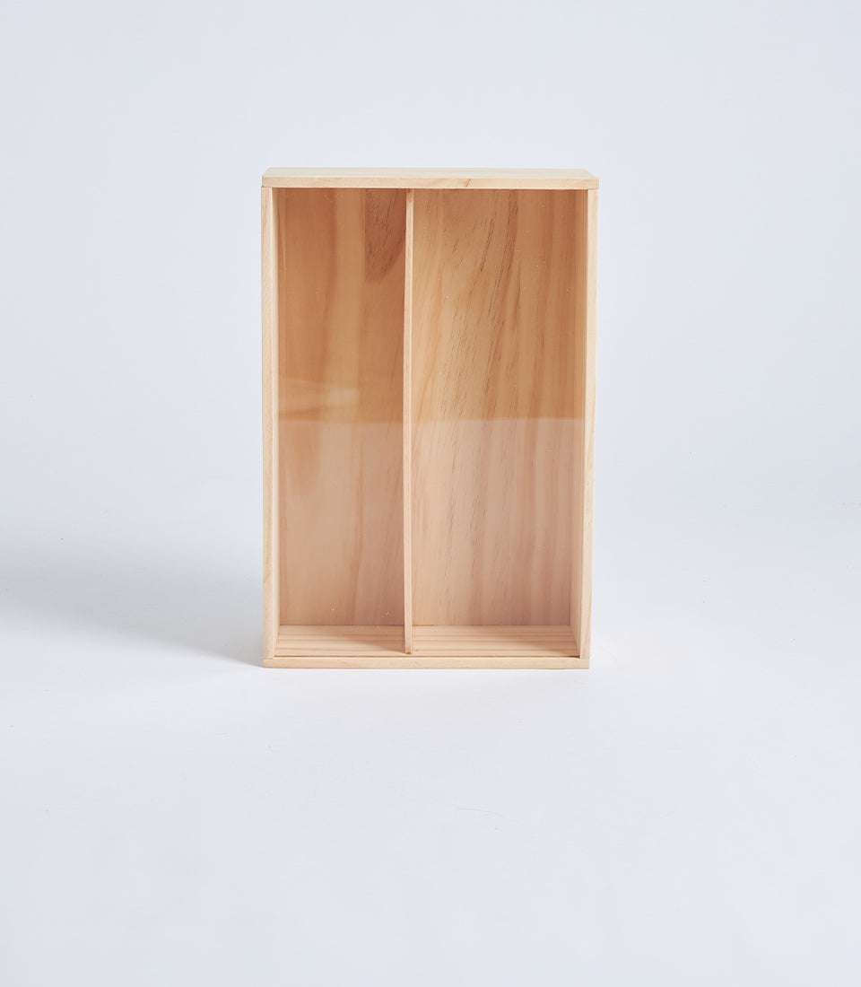 Natural Wood Double Wine Gift Box with Divider
