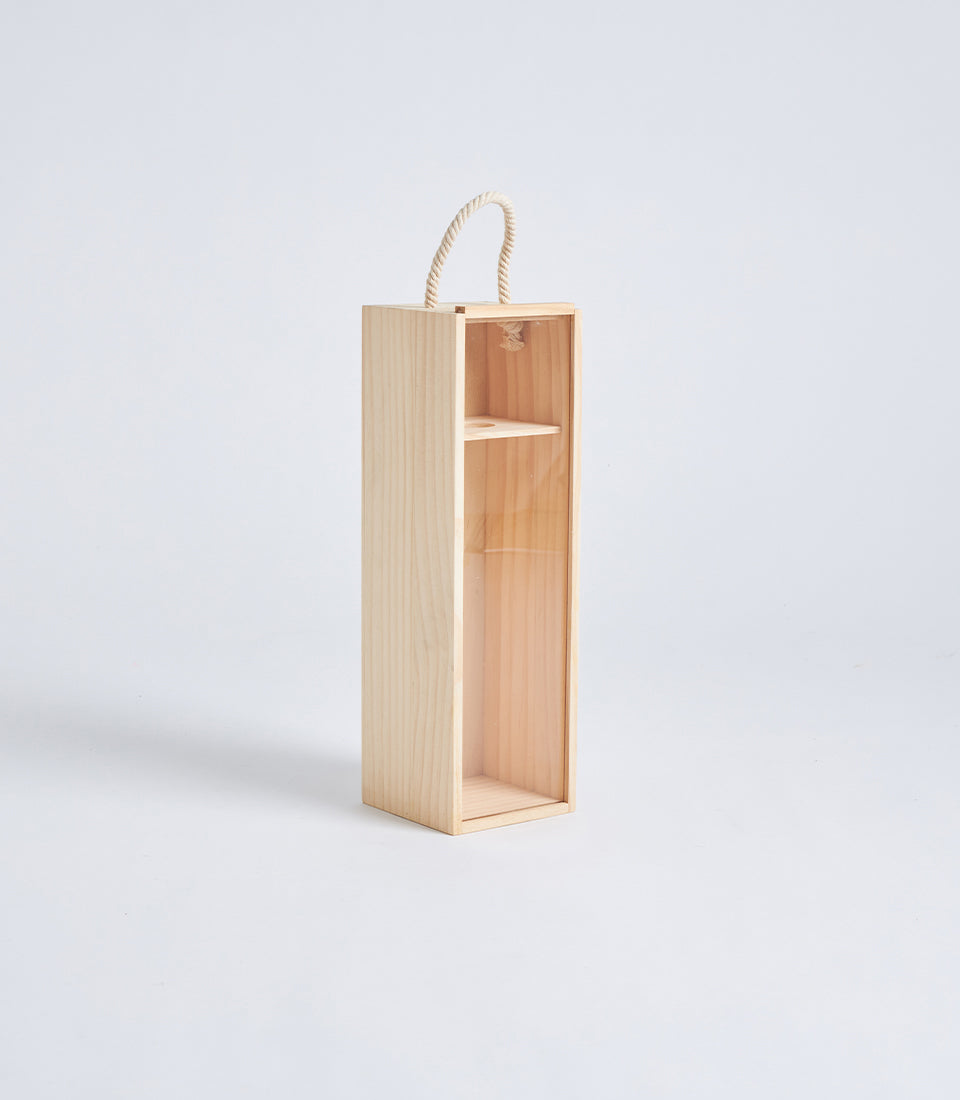 Light Natural Wood Wine Gift Box with Rope Handle