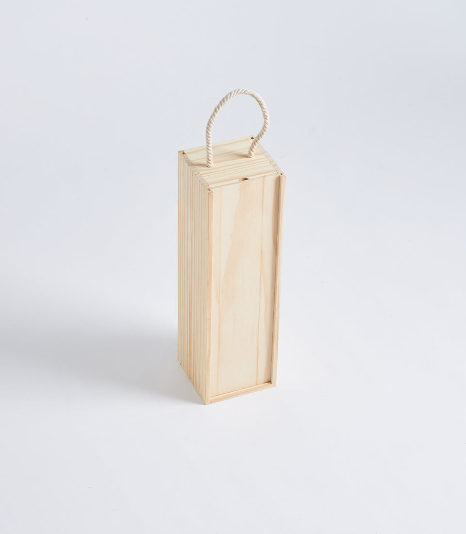 Light Natural Wood Wine Gift Box with Rope Handle